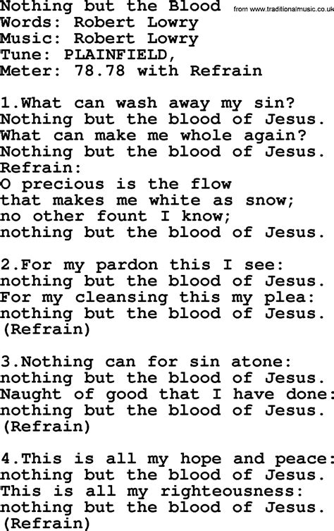 ngcp hymn lyrics|Nothing but the Blood > Lyrics .
